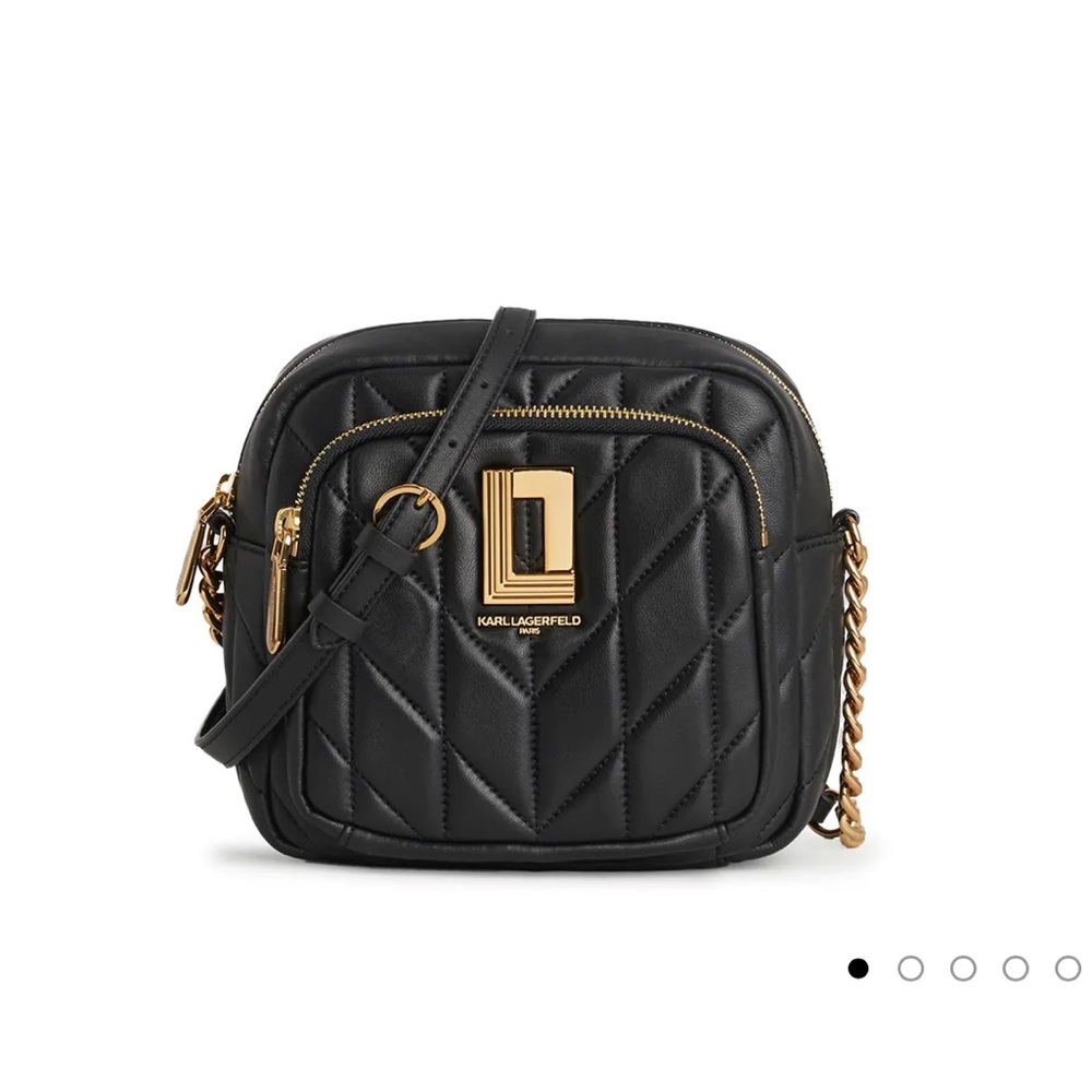 Karl Lagerfeld Lafayette Crossbody Camera Bag lambskin black NWOT